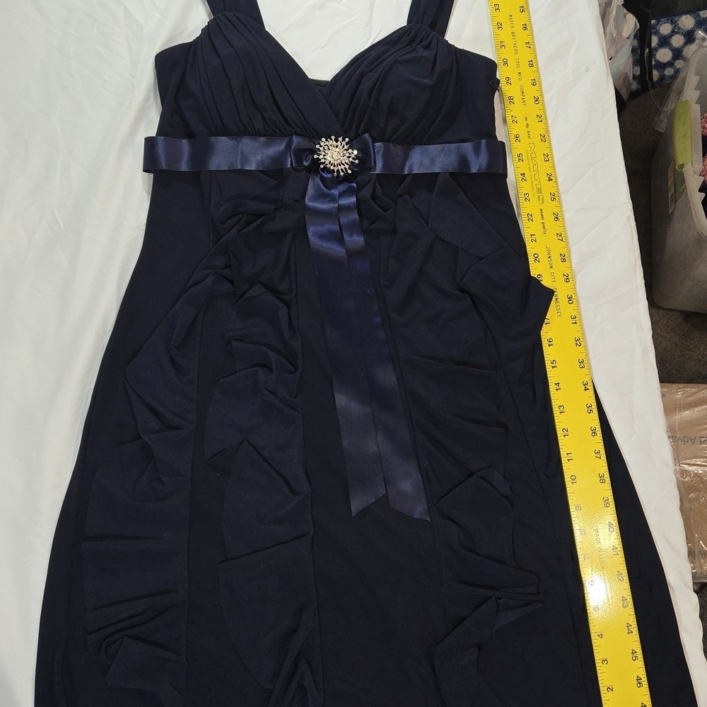Dress Barn Elegant Navy Maxi Dress with Satin Bow - Picture 5 of 10